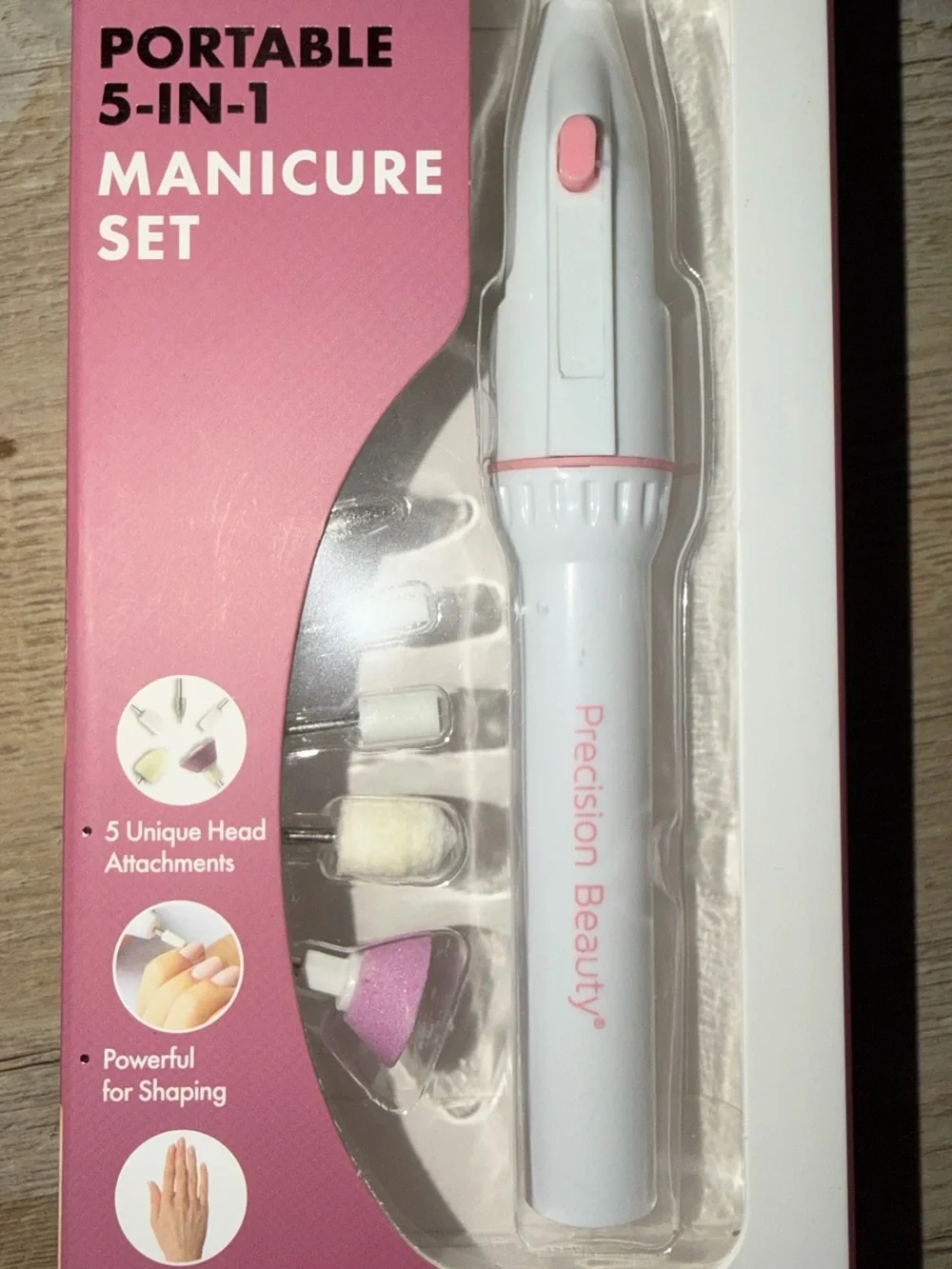 Precision Beauty Portable 5-in-1 Manicure Set — White & Pink